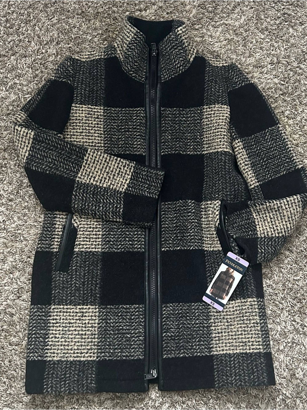Pendleton Wool Blend Walker Jacket Coat Women Maroon Plaid Large Check